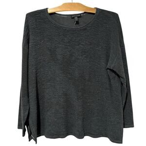 Eileen Fisher | Top Gray Long Sleeve Casual Textured- Size Small